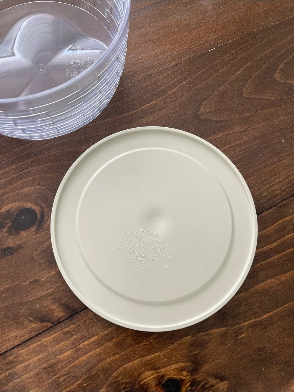 Longaberger Plastic Protector Lid and Container